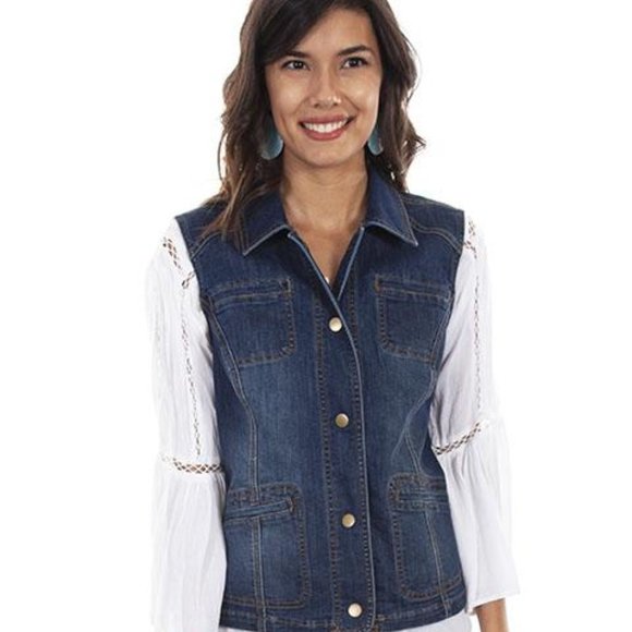 Ladies Western Honey Creek Denim Vest Scully Leather=PMNAT1 - Picture 1 of 4